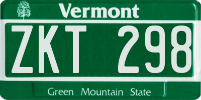 VT license plate ZKT298
