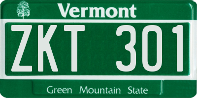 VT license plate ZKT301
