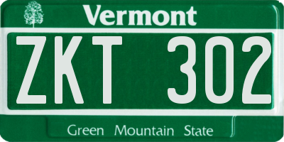 VT license plate ZKT302