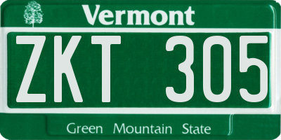 VT license plate ZKT305