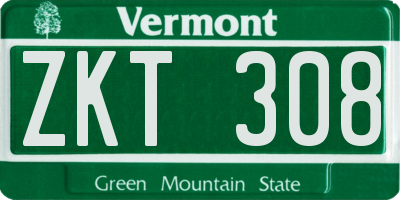 VT license plate ZKT308