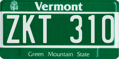 VT license plate ZKT310
