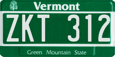 VT license plate ZKT312
