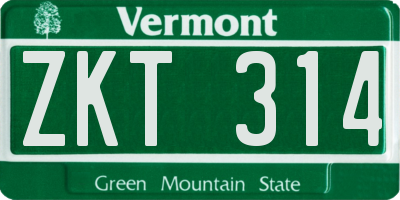 VT license plate ZKT314