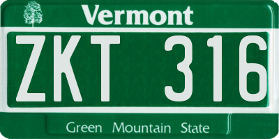 VT license plate ZKT316