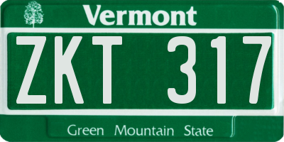 VT license plate ZKT317