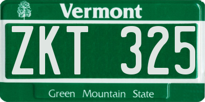 VT license plate ZKT325