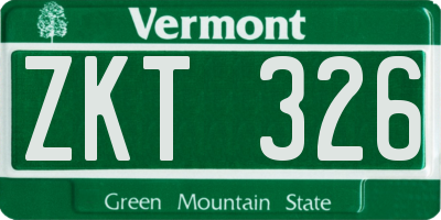 VT license plate ZKT326