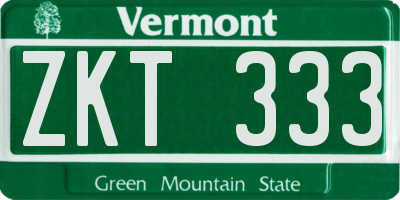 VT license plate ZKT333