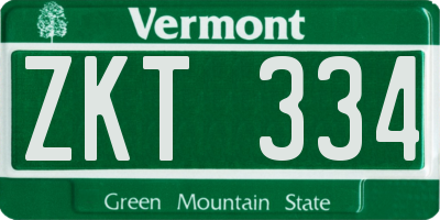 VT license plate ZKT334