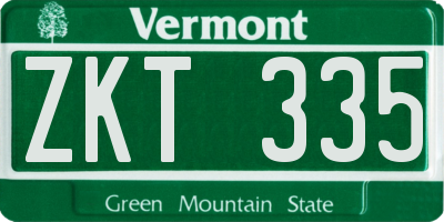 VT license plate ZKT335
