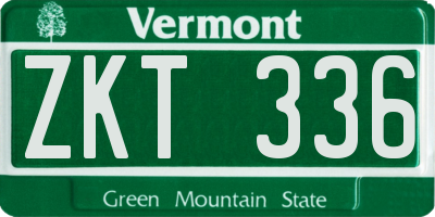 VT license plate ZKT336