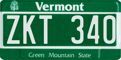 VT license plate ZKT340
