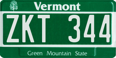 VT license plate ZKT344