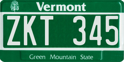 VT license plate ZKT345