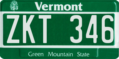 VT license plate ZKT346