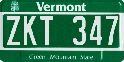 VT license plate ZKT347