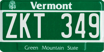 VT license plate ZKT349