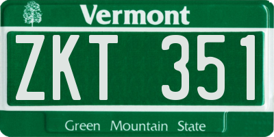 VT license plate ZKT351