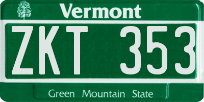 VT license plate ZKT353
