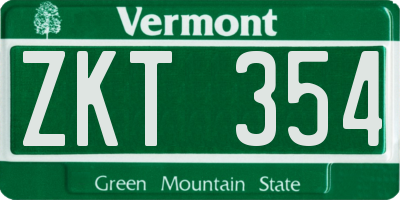 VT license plate ZKT354