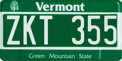VT license plate ZKT355