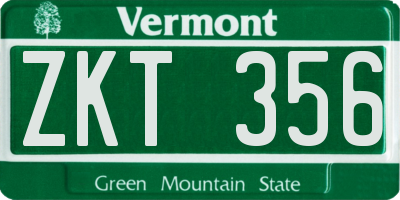 VT license plate ZKT356