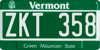 VT license plate ZKT358
