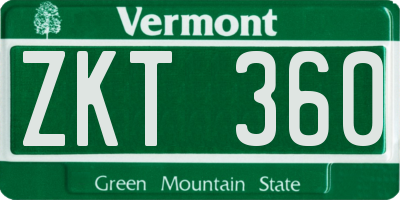 VT license plate ZKT360