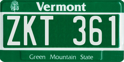VT license plate ZKT361