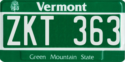 VT license plate ZKT363