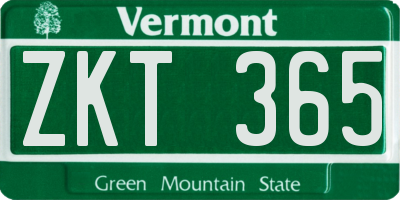 VT license plate ZKT365