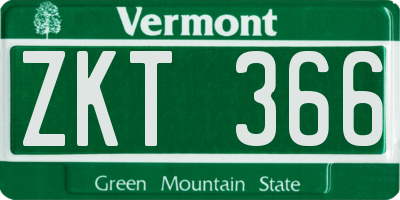 VT license plate ZKT366