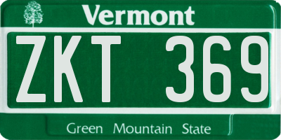 VT license plate ZKT369