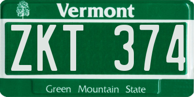 VT license plate ZKT374