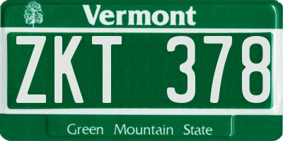 VT license plate ZKT378