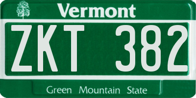 VT license plate ZKT382