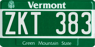 VT license plate ZKT383