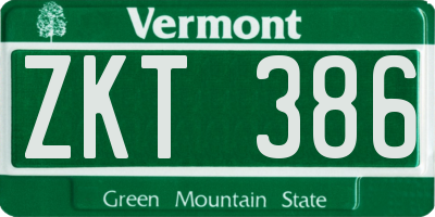 VT license plate ZKT386