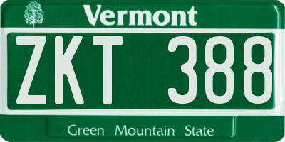 VT license plate ZKT388