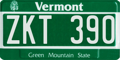 VT license plate ZKT390