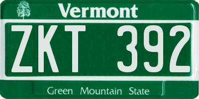 VT license plate ZKT392