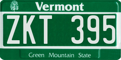 VT license plate ZKT395