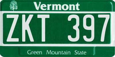 VT license plate ZKT397
