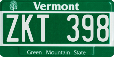 VT license plate ZKT398