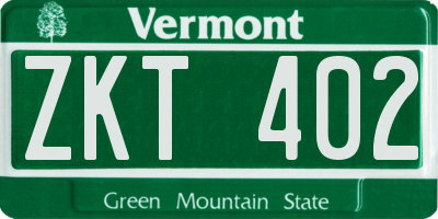 VT license plate ZKT402