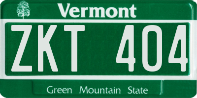 VT license plate ZKT404