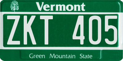 VT license plate ZKT405