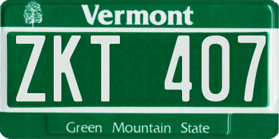 VT license plate ZKT407