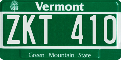 VT license plate ZKT410